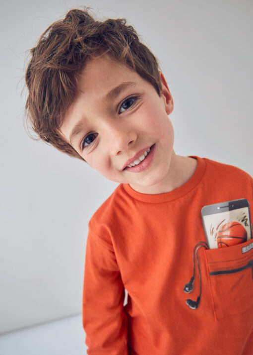 Camiseta m/l con móvil NARANJA