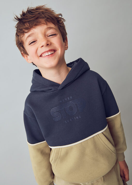 Sudadera ´Skating´ con capucha BEIGE Y MARINO
