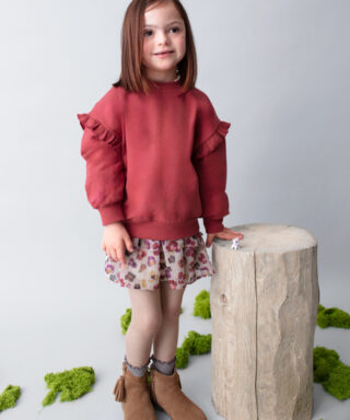 Sudadera con volantes y gatitos CEREZA