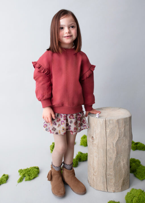 Sudadera con volantes y gatitos CEREZA