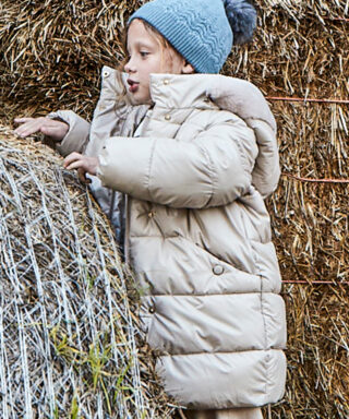 Abrigo de plumas largo BEIGE