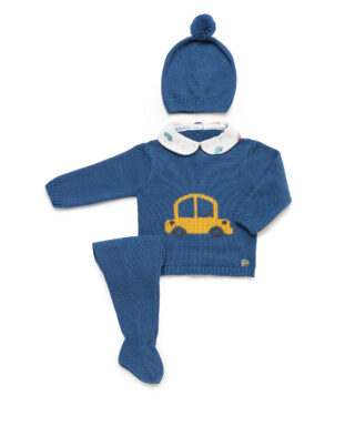 Conjunto de punto 3 piezas con coche AZAFATA