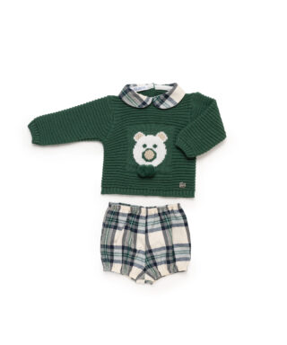 Conjunto de jersey y ranita de cuadros VERDE MUSGO