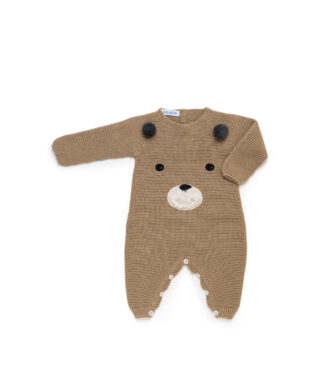 Pelele de punto con osito TOSTADO