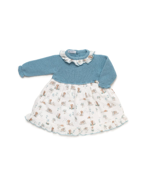 Vestido combinado de animalitos AZUL NUBE