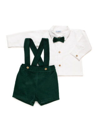 Conjunto de peto de terciopelo con camisa VERDE MUSGO