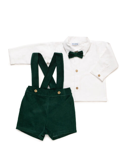 Conjunto de peto de terciopelo con camisa VERDE MUSGO