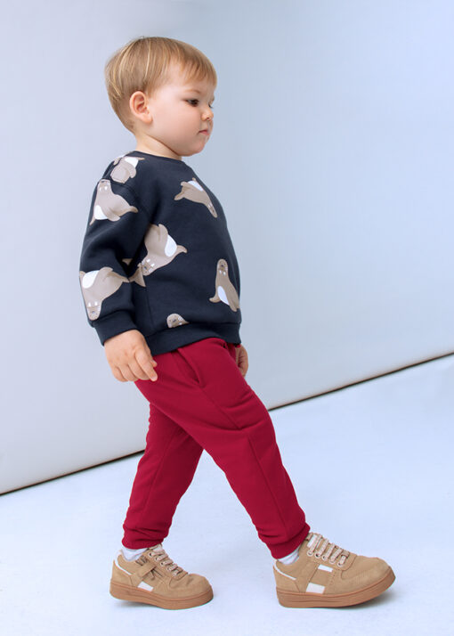 Pantalón sport con puños ROJO