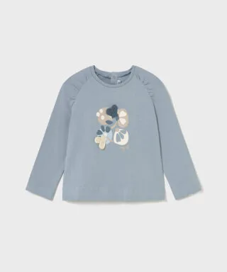 Camiseta m/l con flores AZUL
