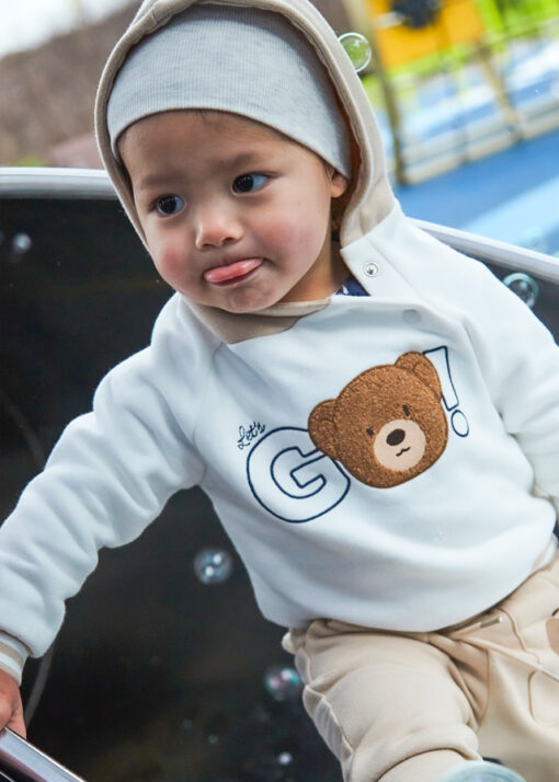 Sudadera con capucha y osito NATA Y BEIGE