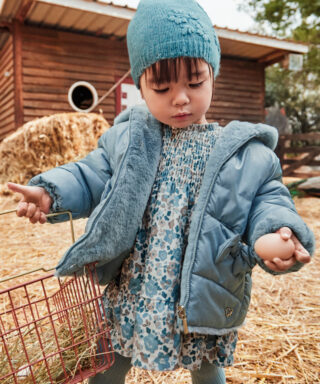 Abrigo reversible con pelo y capucha AZULÓN