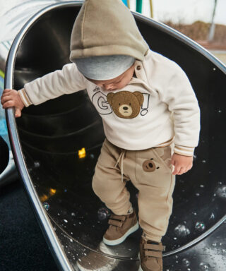 Pantalón sport con puños de ositos BEIGE