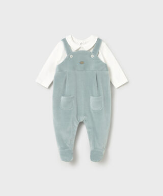 Pelele de pana VERDE AGUA Y CRUDO