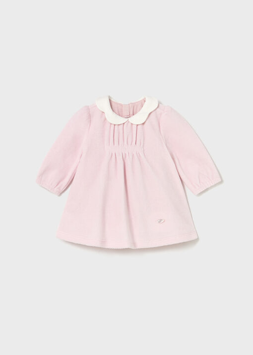 Vestido tundosado con cuello ROSA