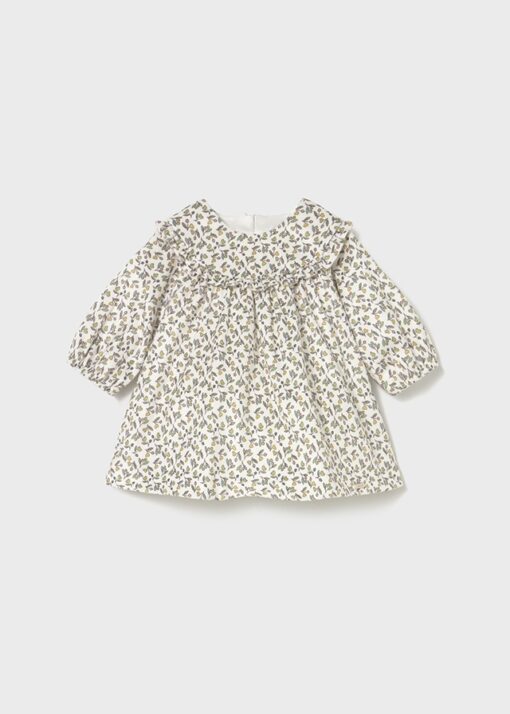 Vestido de terciopelo estampado de flores CRUDO Y VERDE