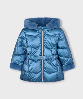 Abrigo de plumas largo con pelo interior AZUL AZAFATA