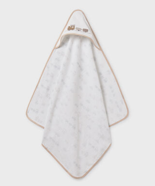 Capa de baño trenecitos BLANCO Y BEIGE