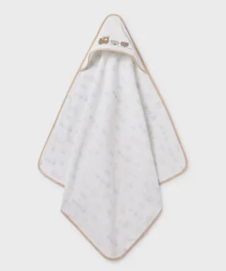 Capa de baño trenecitos BLANCO Y BEIGE
