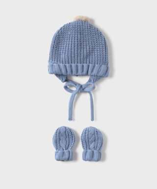 Conjunto de gorro y manoplas AZUL
