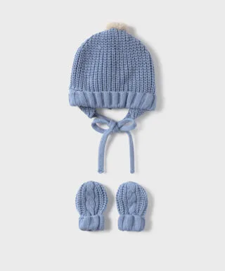 Conjunto de gorro y manoplas AZUL