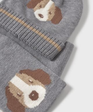 Conjunto de gorro y buganda con perrito GRIS 5 15 10018 061 L 5