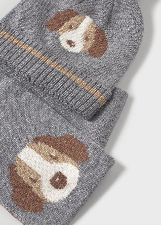 Conjunto de gorro y buganda con perrito GRIS 4 Conjunto de gorro y buganda con perrito GRIS - Imagen 2