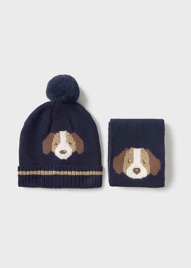 Conjunto de gorro y buganda con perrito MARINO 2 Conjunto de gorro y buganda con perrito MARINO