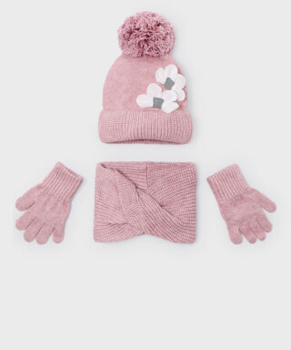 Conjutno de gorro, cuello y guantes ROSA MAQUILLAJE