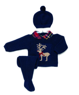 Conjunto de punto 3 piezas con reno MARINO