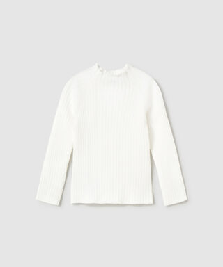 Jersey de canalé con cuello cisne BLANCO ROTO