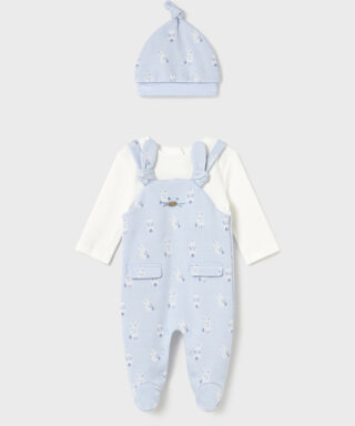 Pelele enterizo de conejitos con gorro CELESTE