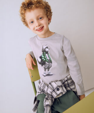 Camiseta m/l con zorro GRIS