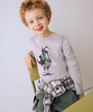 Camiseta m/l con zorro GRIS