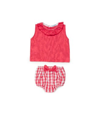 Conjunto 2 piezas de cuadro vichy FUCSIA Y BLANCO