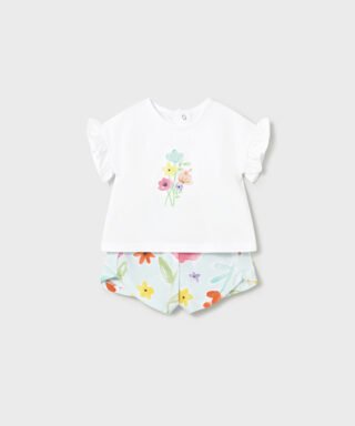 Conjunto 2 piezas de flores BLANCO Y AZUL