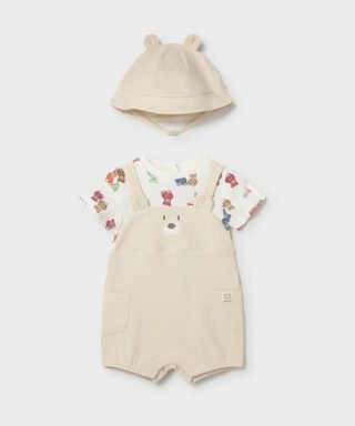 Peto y gorro de ositos BEIGE