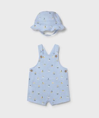 Peto y gorro estampado con barcos AZUL