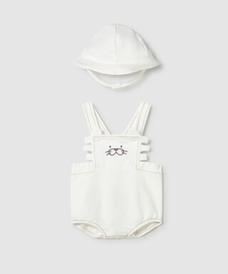 Peto y gorro vaquero con conejito BLANCO ROTO