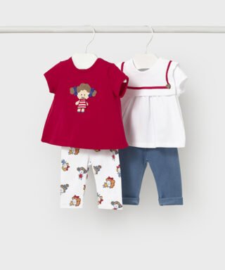 Set de 4 piezas marinero y con niñas ROJO Y BLANCO