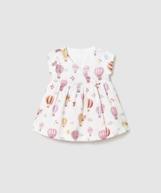 Vestido reversible con globos BLANCO Y ROSA