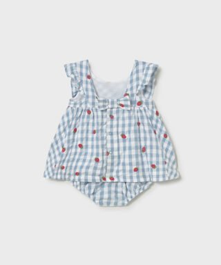 Jesusito de cuadro vichy con bordado de fresas AZUL Y BLANCO 9 26 01814 031 L 5