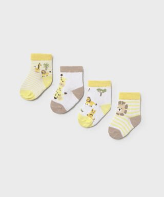 Set de 4 calcetines de animales AMARILLO Y BLANCO