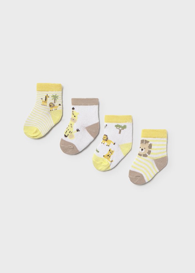 Set de 4 calcetines de animales AMARILLO Y BLANCO 3 Set de 4 calcetines de animales AMARILLO Y BLANCO