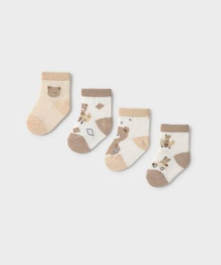Set de 4 calcetines de ositos BEIGE Y BLANCO