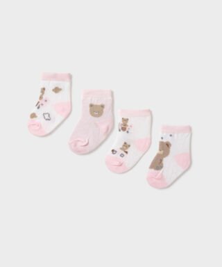 Set de 4 calcetines de ositos ROSA Y BLANCO