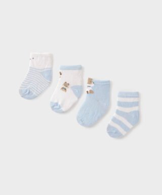 Set de 4 calcetines de animales CELESTE Y BLANCO