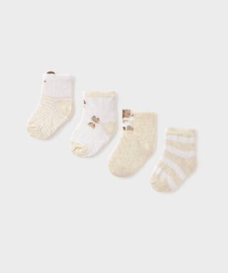 Set de 4 calcetines de animales BEIGE Y BLANCO