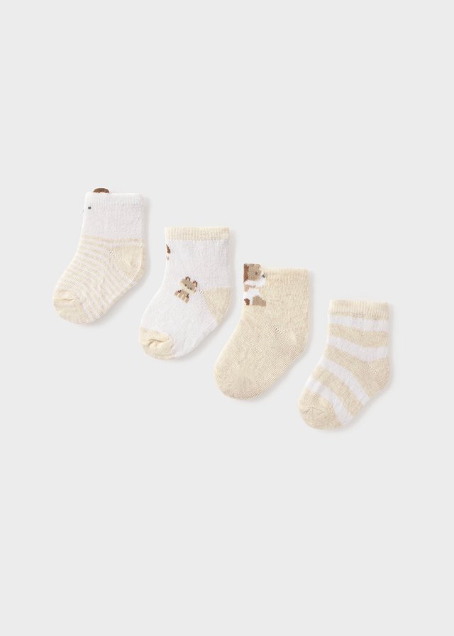 Set de 4 calcetines de animales BEIGE Y BLANCO 3 Set de 4 calcetines de animales BEIGE Y BLANCO