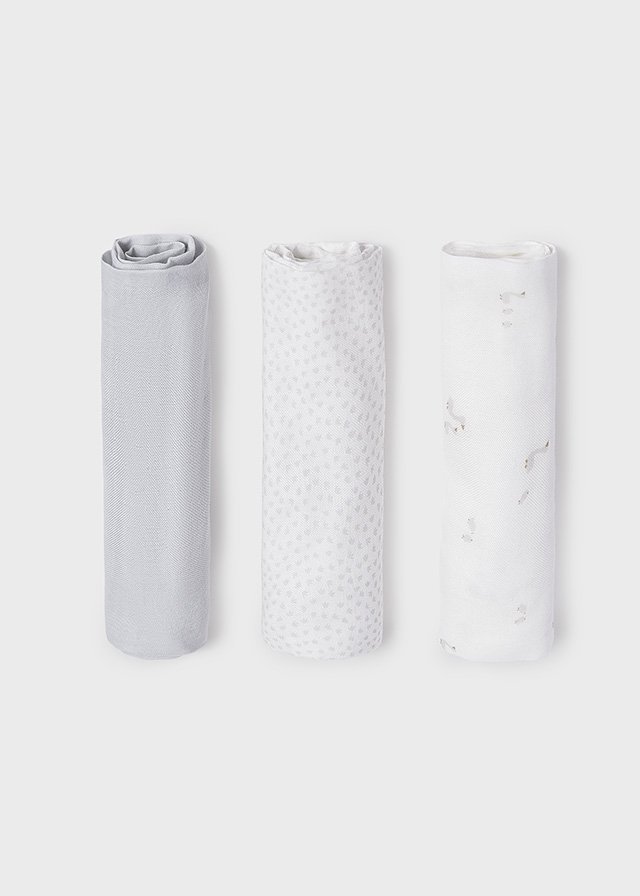 Set de 3 muselinas GRIS 3 Set de 3 muselinas GRIS