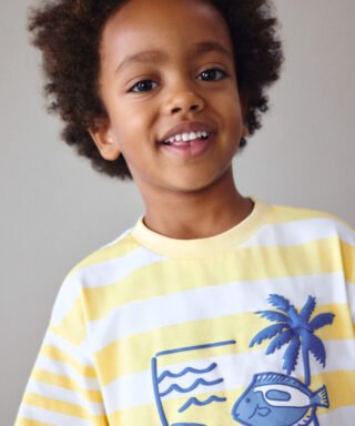 Camiseta m/c de rayas AMARILLO